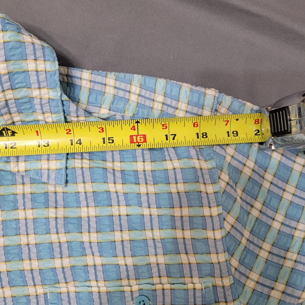 Patagonia Seersucker Plaid Short Sleeve Button Front Lightweight Outdoor Shirt - Picture 7 of 9